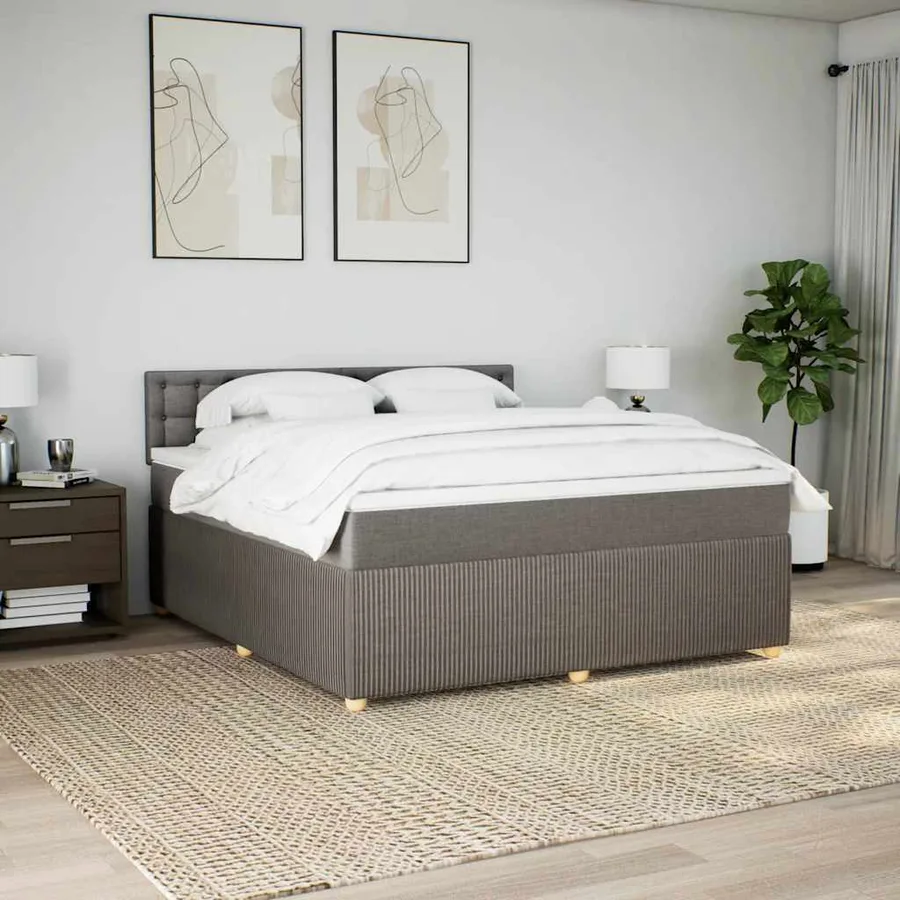 Sommier à lattes de lit avec matelas Taupe 180x200 cm Tissu - 4