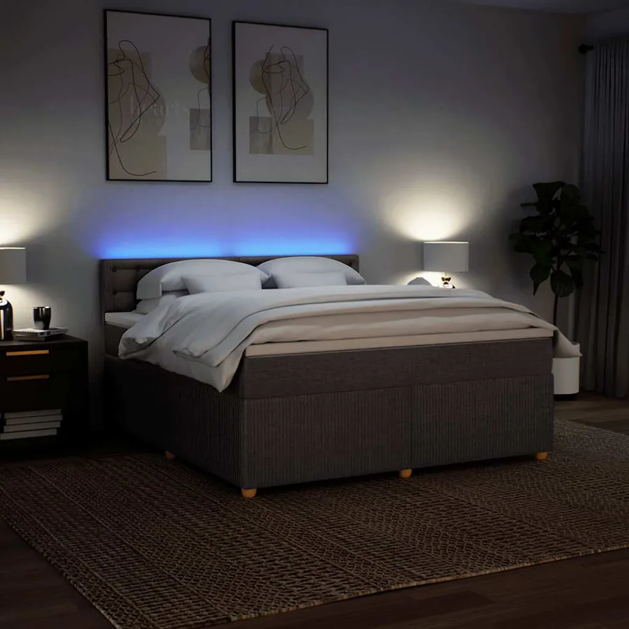 Sommier à lattes de lit avec matelas Taupe 180x200 cm Tissu - 5