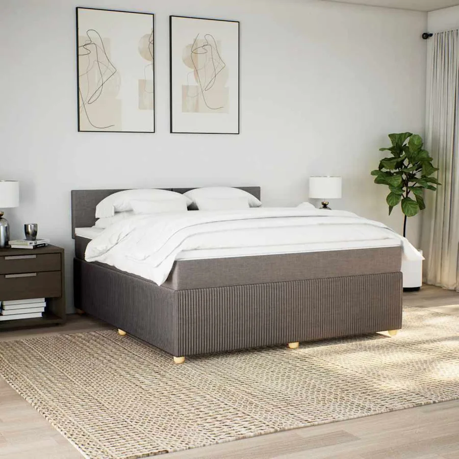 Sommier à lattes de lit avec matelas Taupe 180x200 cm Tissu - 4
