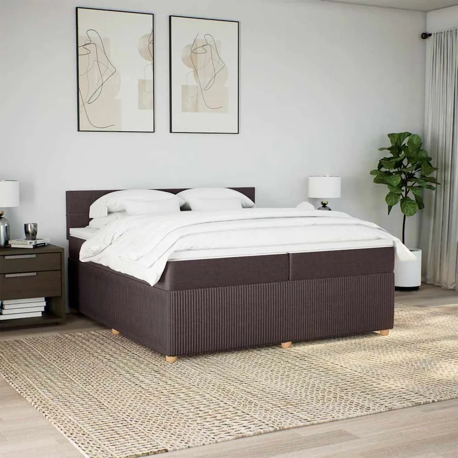 Sommier à lattes de lit avec matelas Marron foncé 200x200 cm - 4