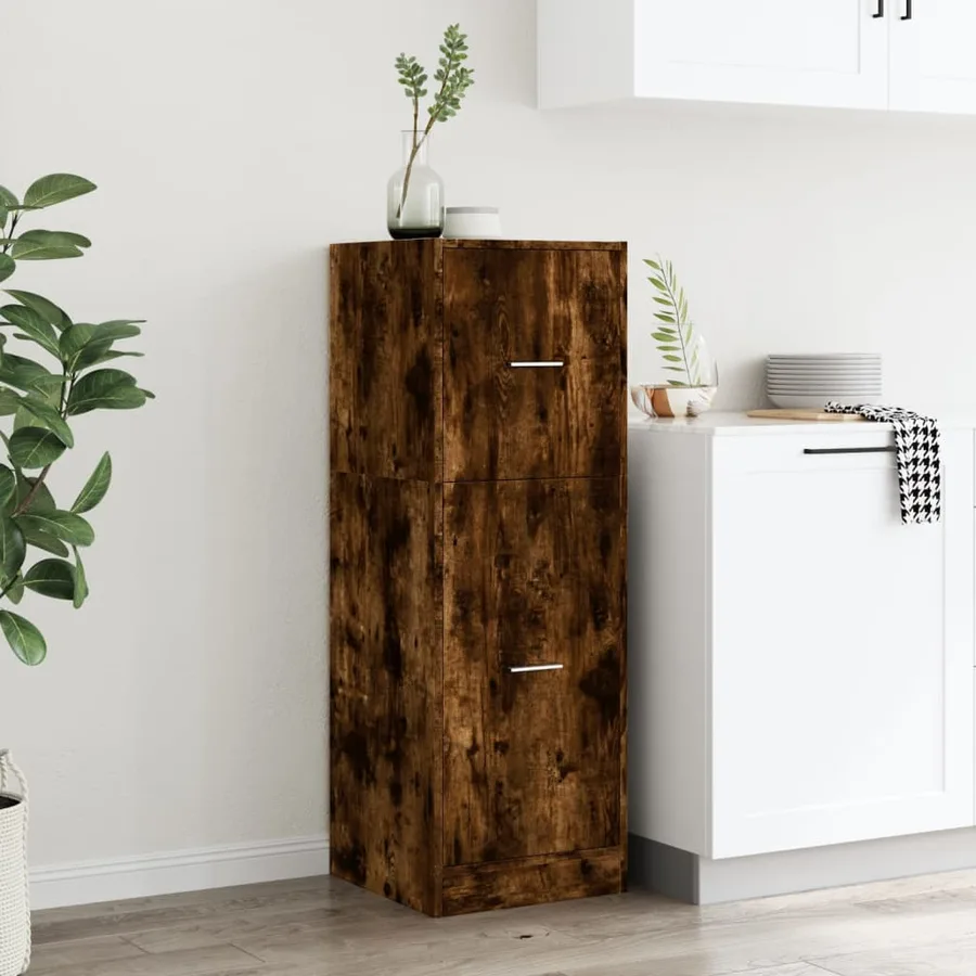 Armoire d'apothicaire chêne fumé 40x41x118 cm bois d'ingénierie - 3