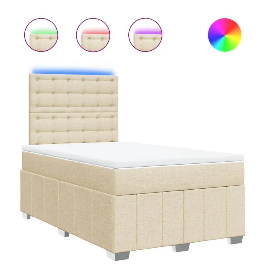 Sommier à lattes de lit avec matelas Crème 120x200 cm Tissu - 2