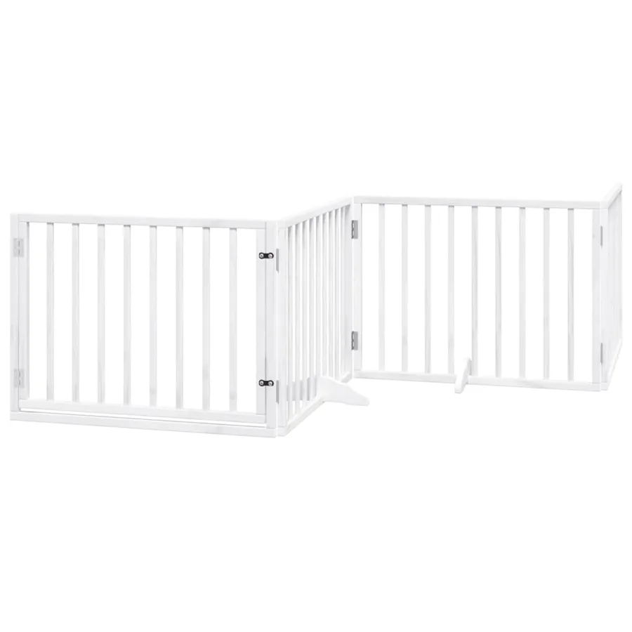 Barrière pour chiens et porte 4 panneaux blanc bois de peuplier - 2