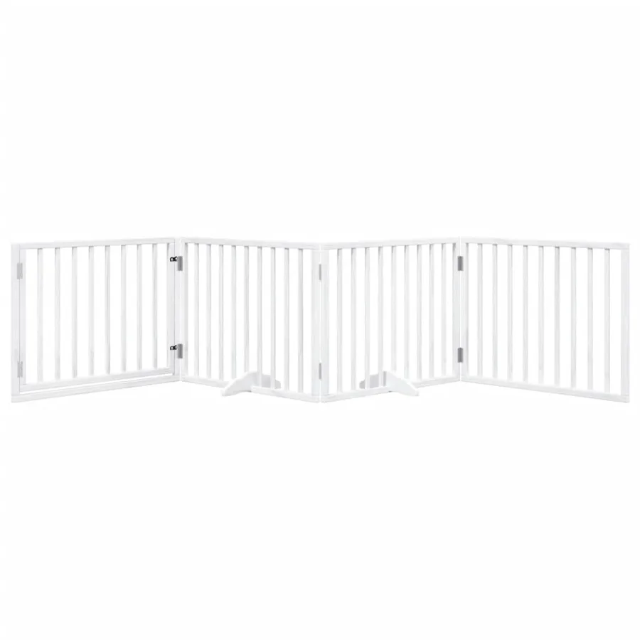 Barrière pour chiens et porte 4 panneaux blanc bois de peuplier - 3