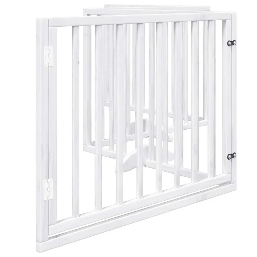 Barrière pour chiens et porte 4 panneaux blanc bois de peuplier - 5
