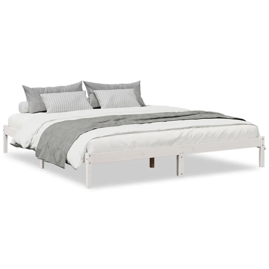 Cadre de lit extra long sans matelas 180x210 cm bois massif pin - 2