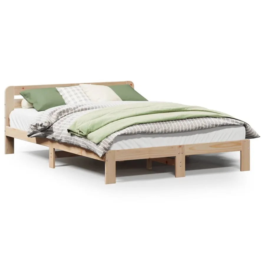 Cadre de lit sans matelas 135x190 cm bois de pin massif - 2