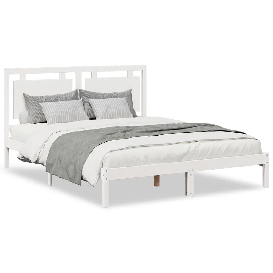 Cadre de lit extra long sans matelas 160x220 cm bois massif - 2