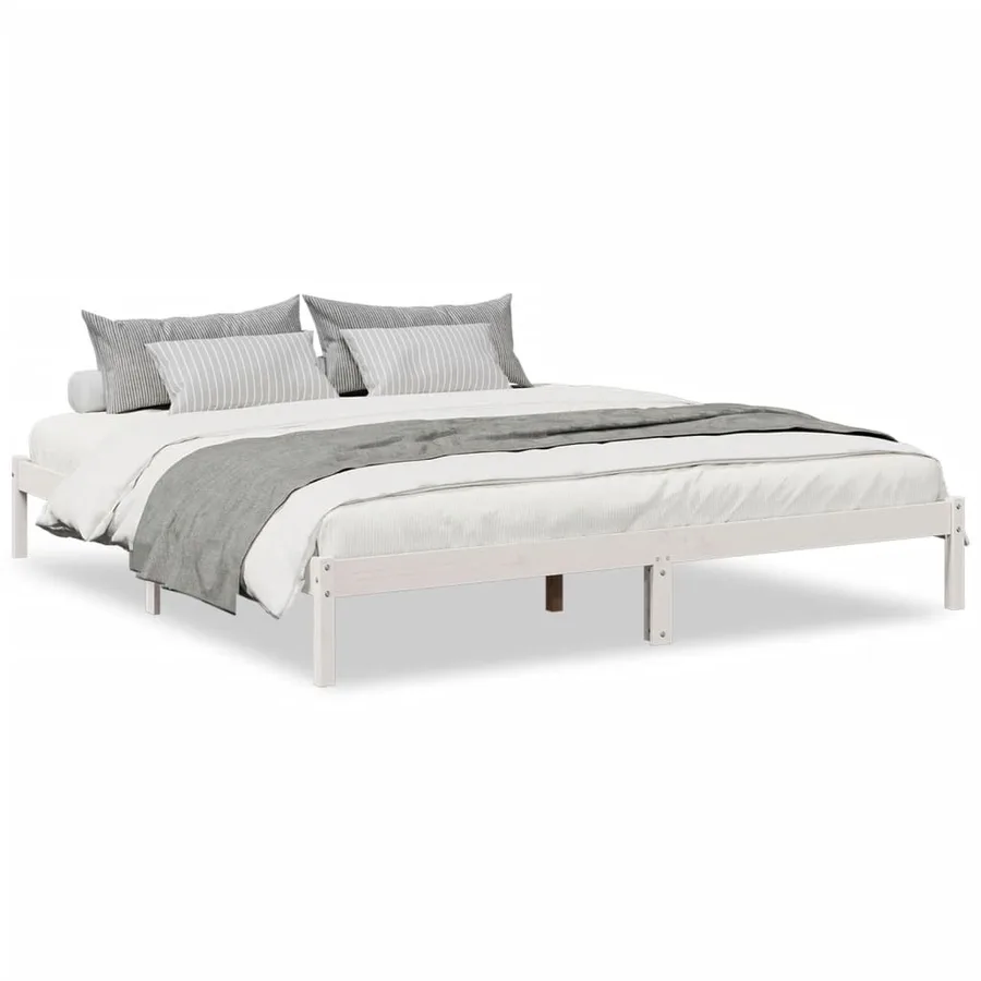 Cadre de lit extra long sans matelas 200x210 cm bois massif pin - 2