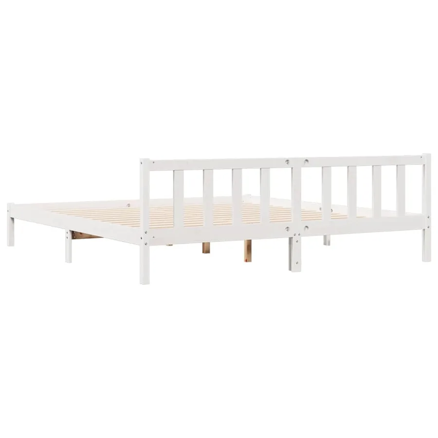 Cadre de lit extra long sans matelas 180x220 cm bois massif pin - 6