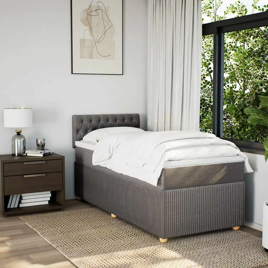 Sommier à lattes de lit avec matelas Taupe 90x200 cm Tissu - 3
