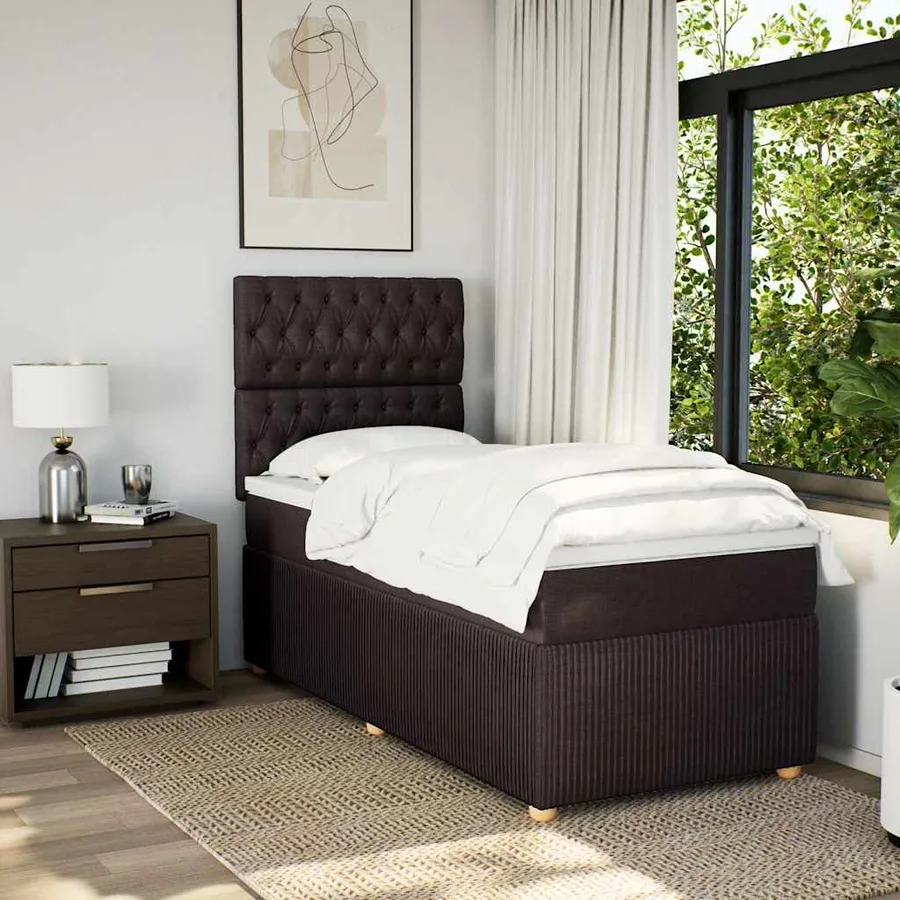 Sommier à lattes de lit avec matelas Marron foncé 90x200 cm - 5