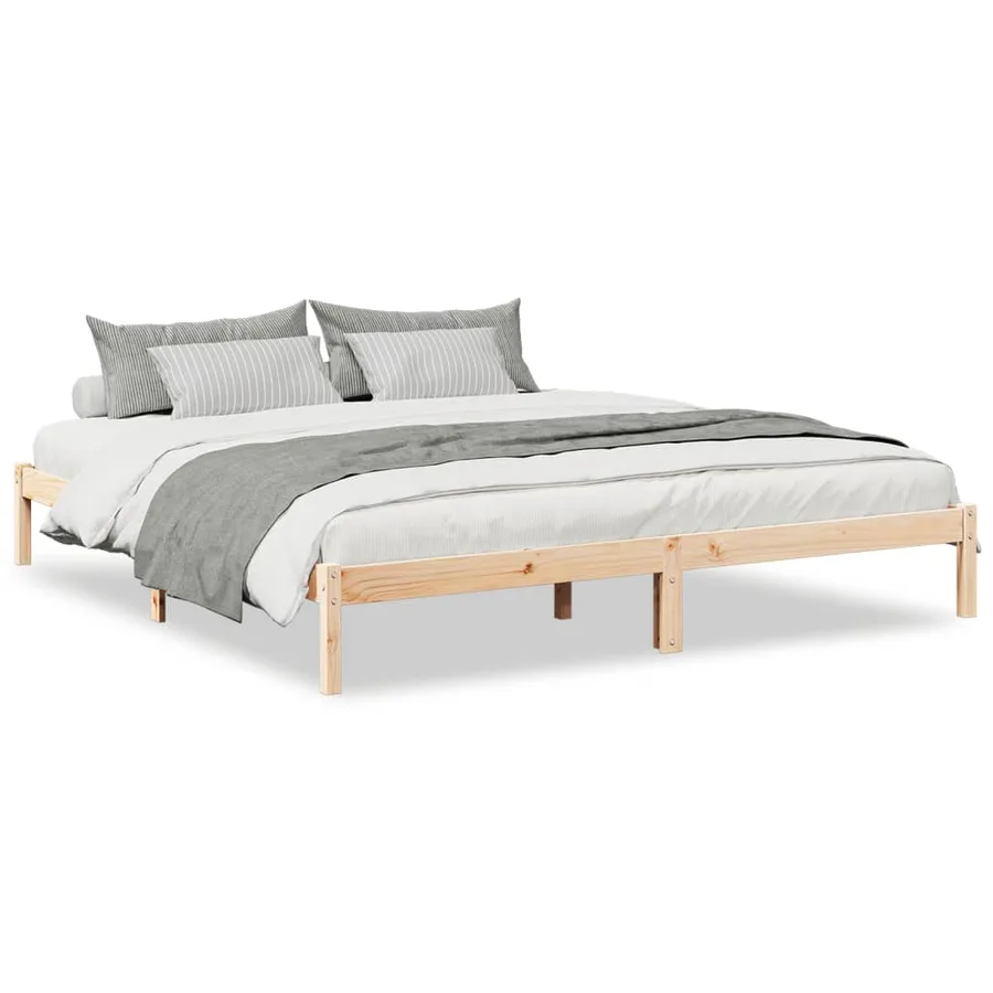Cadre de lit extra long sans matelas 200x220 cm bois massif pin - 2
