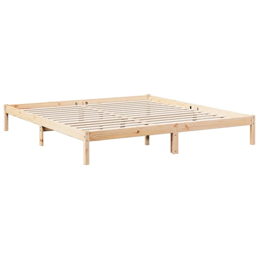 Cadre de lit extra long sans matelas 200x220 cm bois massif pin - 3