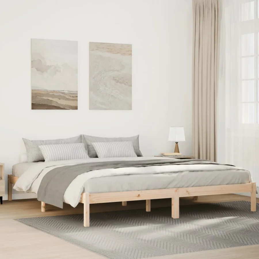 Cadre de lit extra long sans matelas 180x220 cm bois massif pin