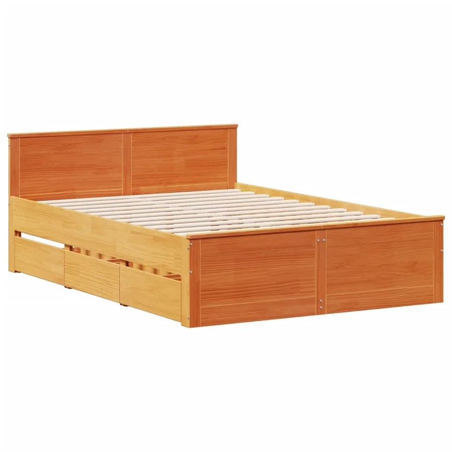 Cadre de lit sans matelas avec tête de lit brun cire 150x200 cm - 3