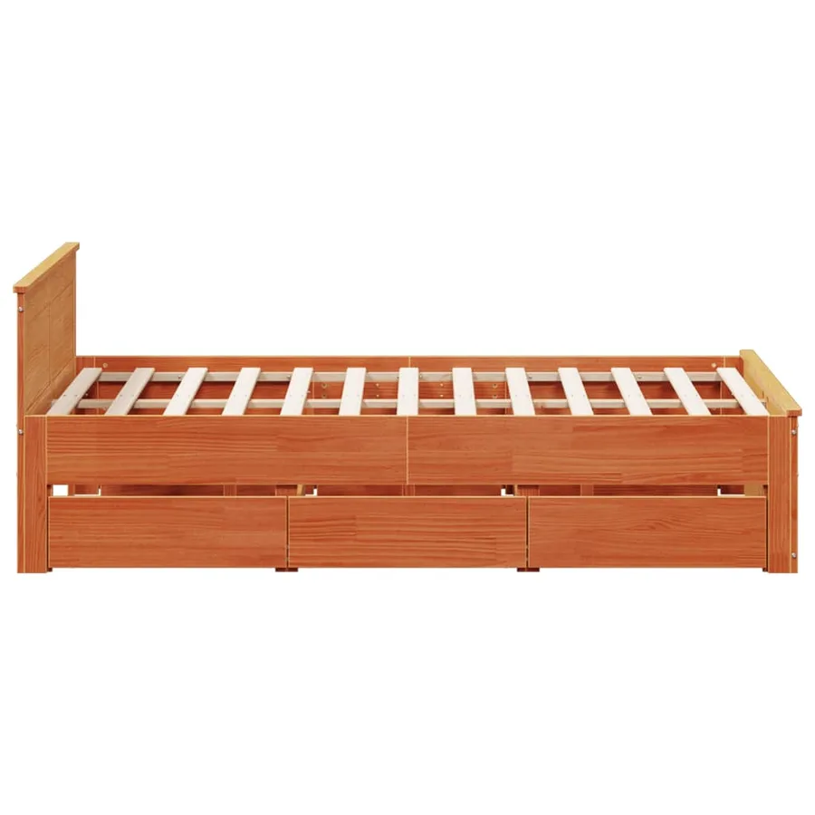Cadre de lit sans matelas avec tête de lit brun cire 150x200 cm - 5