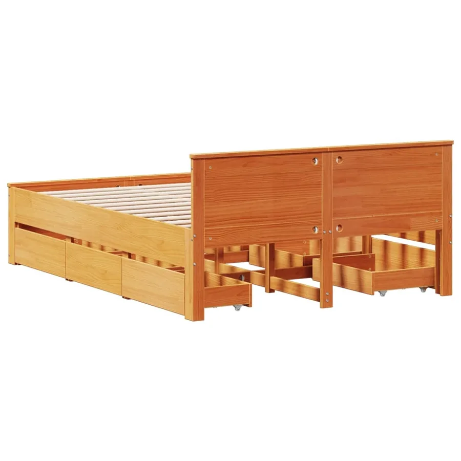Cadre de lit sans matelas avec tête de lit brun cire 150x200 cm - 6