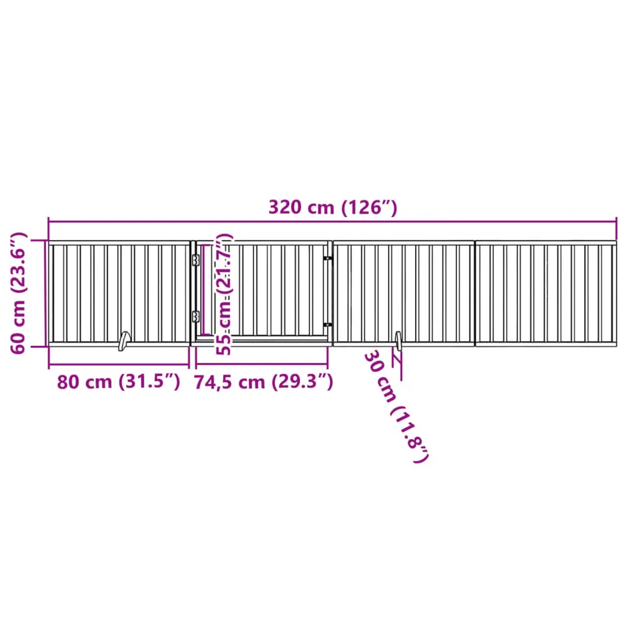 Porte pour chien pliable à 4 panneaux, marron, 320 cm, bois de peuplier - 11