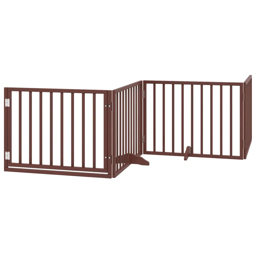 Porte pour chien pliable à 4 panneaux, marron, 320 cm, bois de peuplier - 2