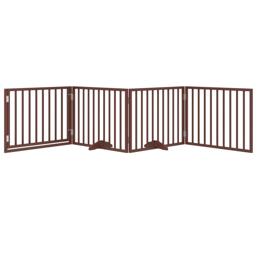 Porte pour chien pliable à 4 panneaux, marron, 320 cm, bois de peuplier - 3