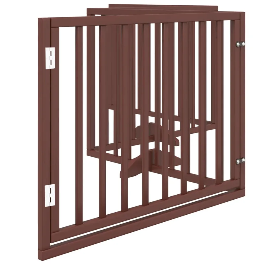 Porte pour chien pliable à 4 panneaux, marron, 320 cm, bois de peuplier - 5