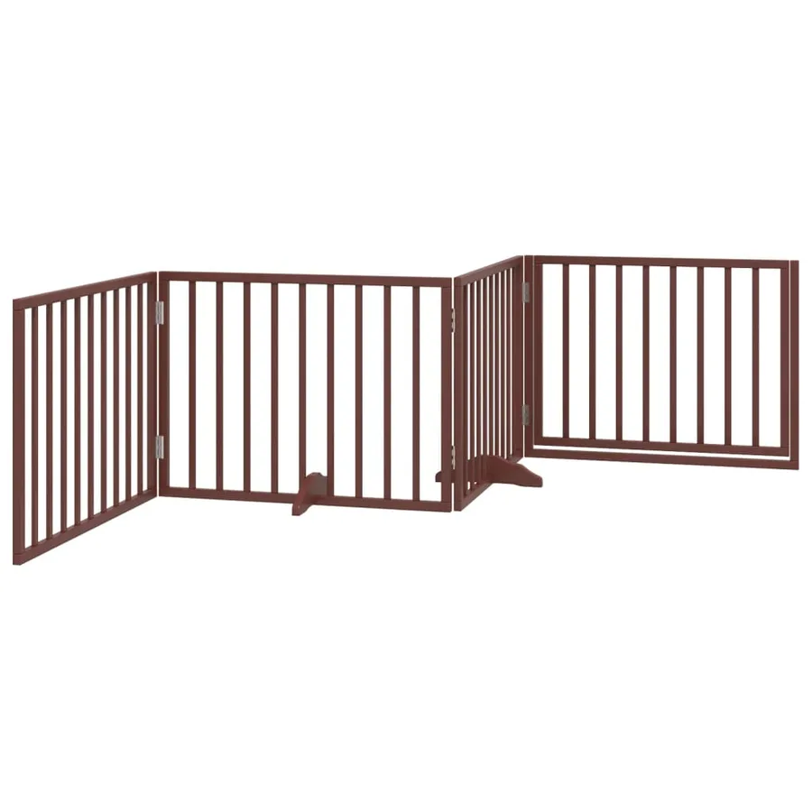 Porte pour chien pliable à 4 panneaux, marron, 320 cm, bois de peuplier - 6