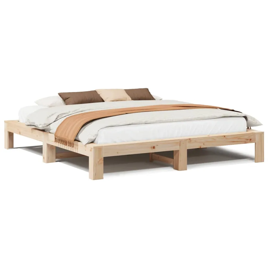 Cadre de lit sans matelas 200x200 cm bois massif de pin - 2