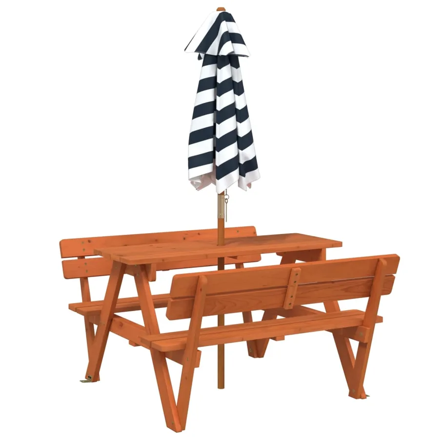 Table de pique-nique pour 4 enfants avec parasol bois de sapin - 6