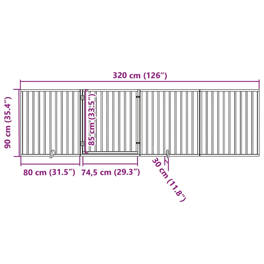 Porte pour chien pliable à 4 panneaux, blanche, 320 cm, bois de peuplier - 11
