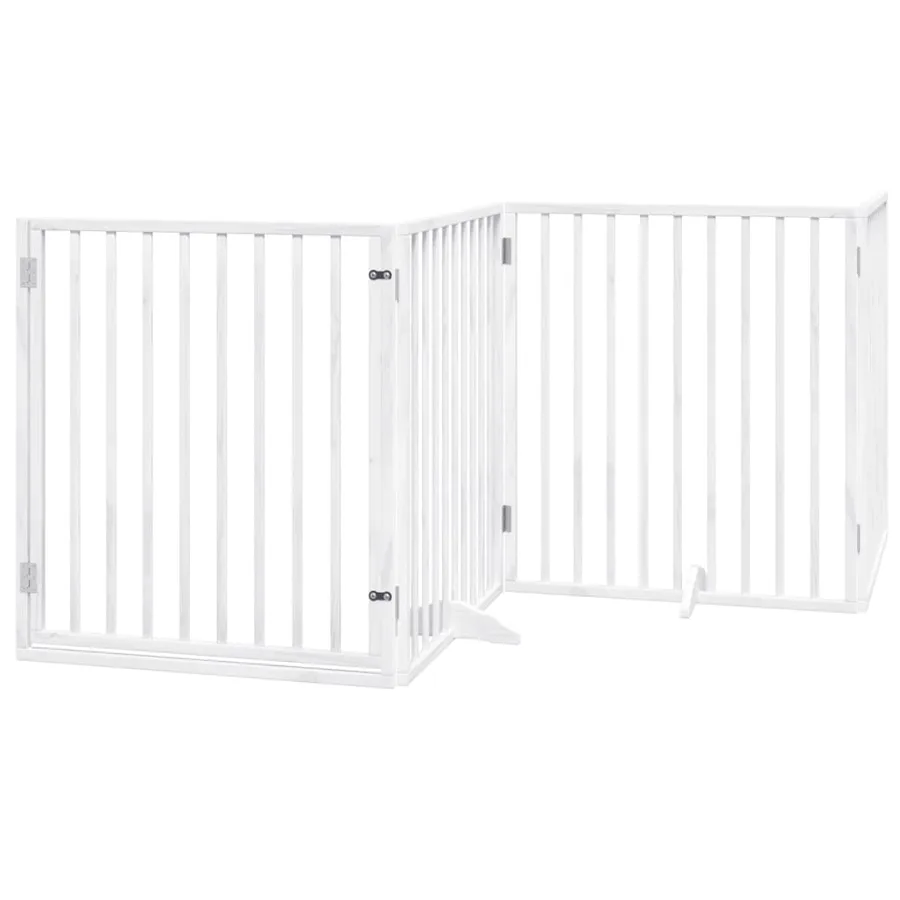 Porte pour chien pliable à 4 panneaux, blanche, 320 cm, bois de peuplier - 2