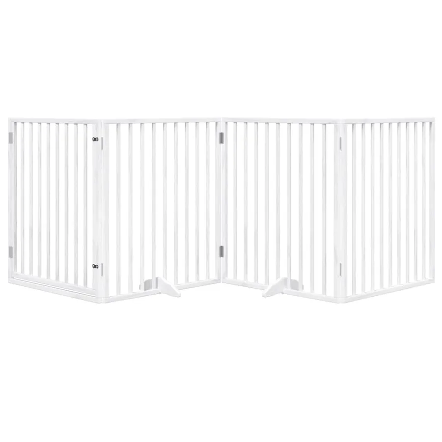 Porte pour chien pliable à 4 panneaux, blanche, 320 cm, bois de peuplier - 3