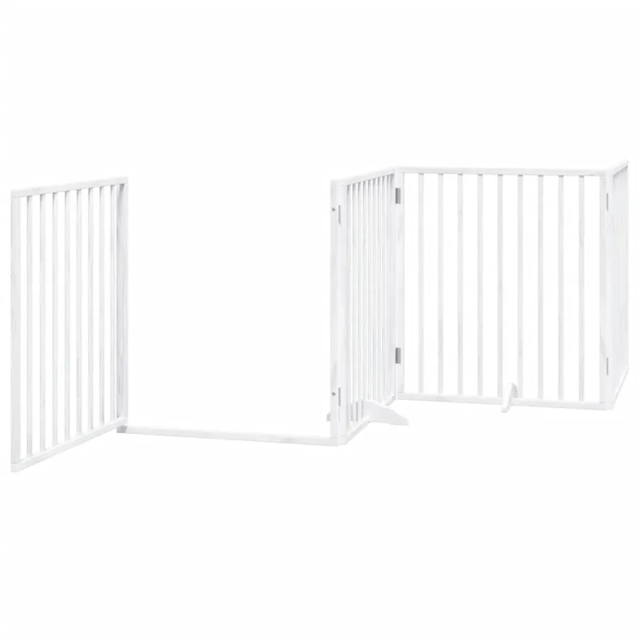 Porte pour chien pliable à 4 panneaux, blanche, 320 cm, bois de peuplier - 4