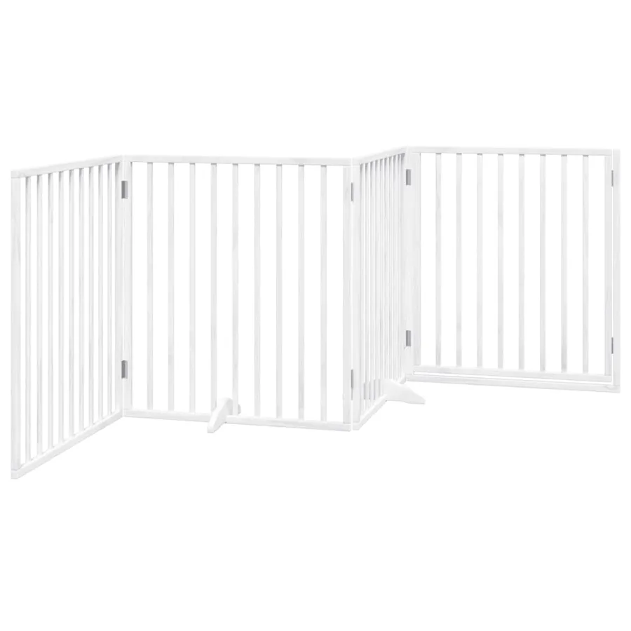 Porte pour chien pliable à 4 panneaux, blanche, 320 cm, bois de peuplier - 6