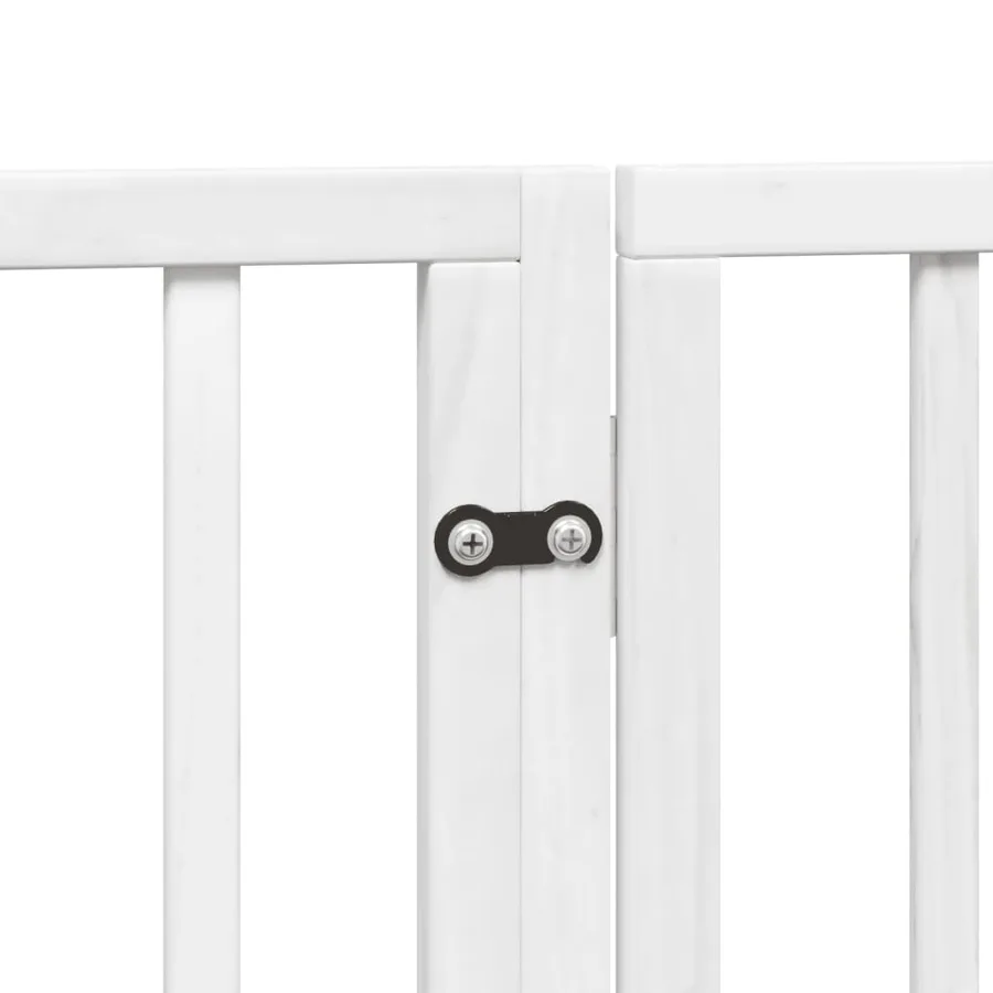 Porte pour chien pliable à 4 panneaux, blanche, 320 cm, bois de peuplier - 9