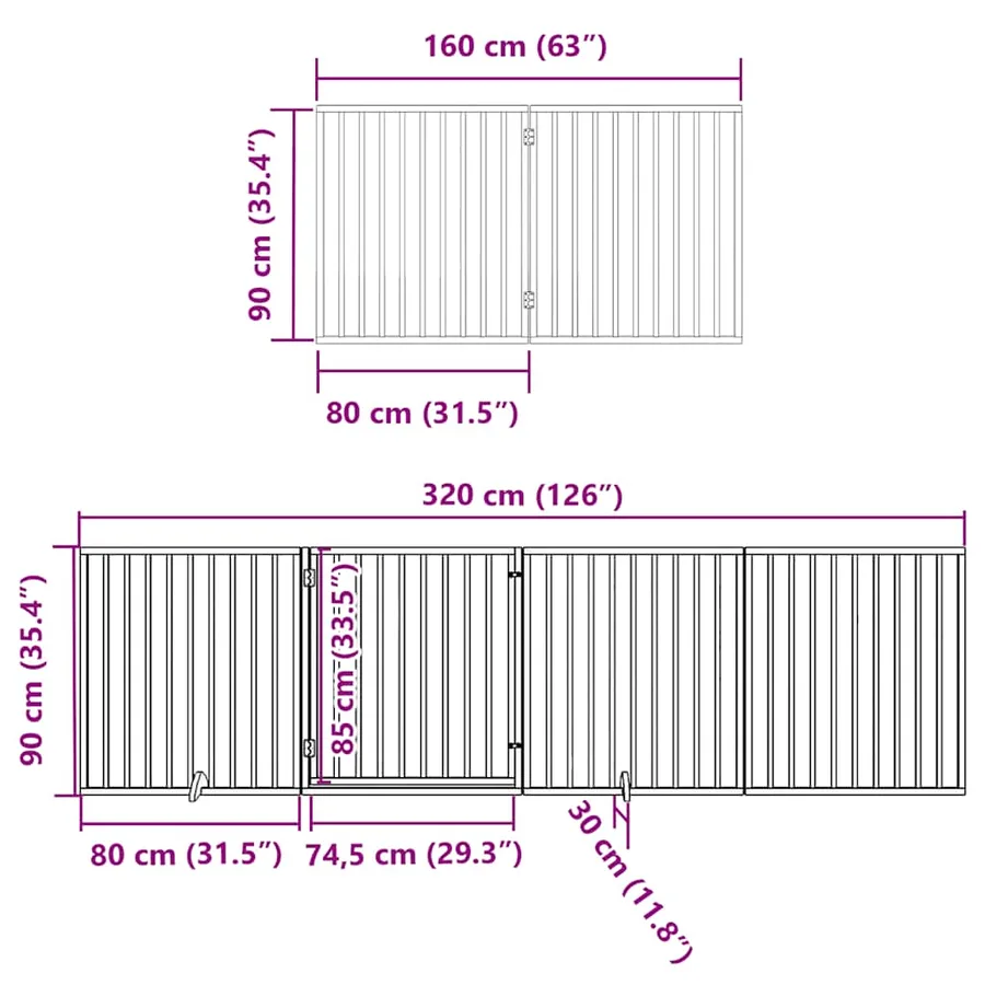Barrière pour chien porte pliable 8panneaux blanc bois peuplier - 11