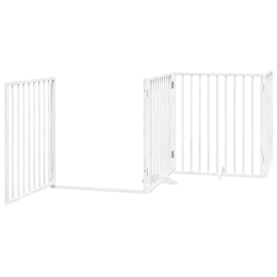 Barrière pour chien porte pliable 8panneaux blanc bois peuplier - 4