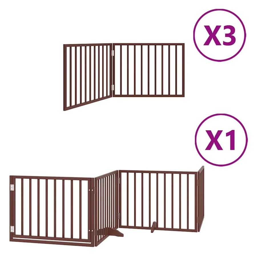 Barrière pour chien porte pliable 10 panneaux bois de peuplier - 2