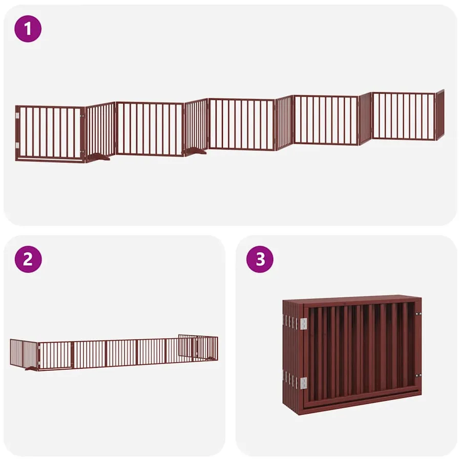 Barrière pour chien porte pliable 10 panneaux bois de peuplier - 5