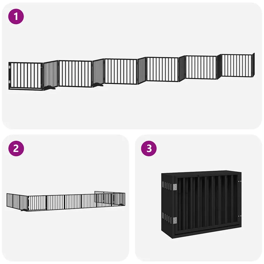 Barrière pour chien porte pliable 12panneaux noir bois peuplier - 5