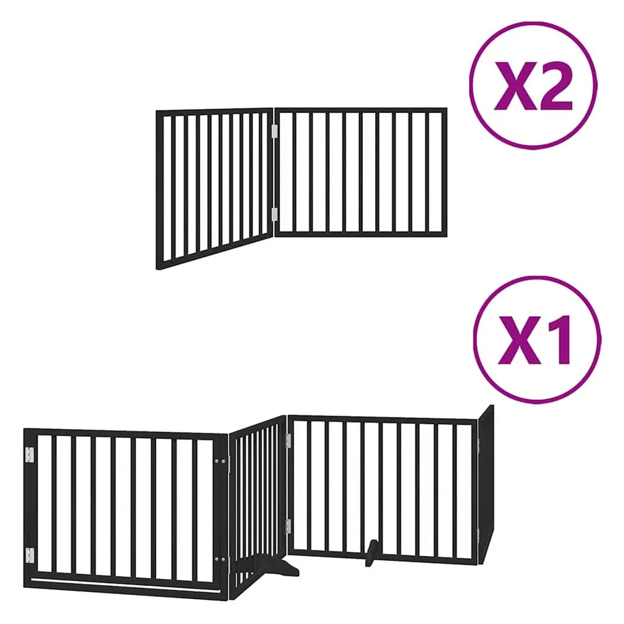 Barrière pour chien porte pliable 8 panneaux noir bois peuplier - 2