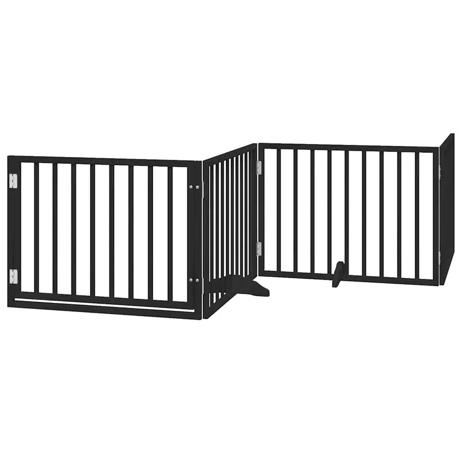Barrière pour chien porte pliable 8 panneaux noir bois peuplier - 3