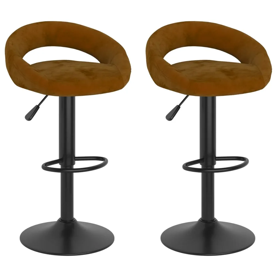 Tabourets de bar lot de 2 marron velours - 2