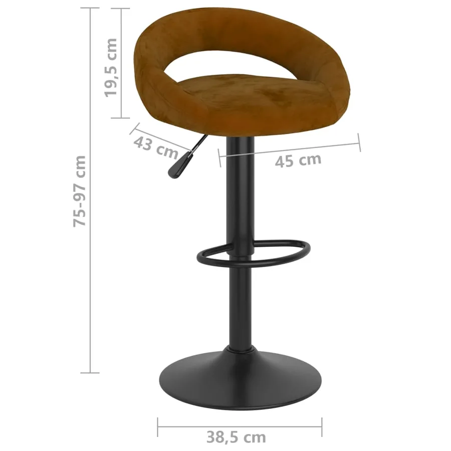 Tabourets de bar lot de 2 marron velours - 9