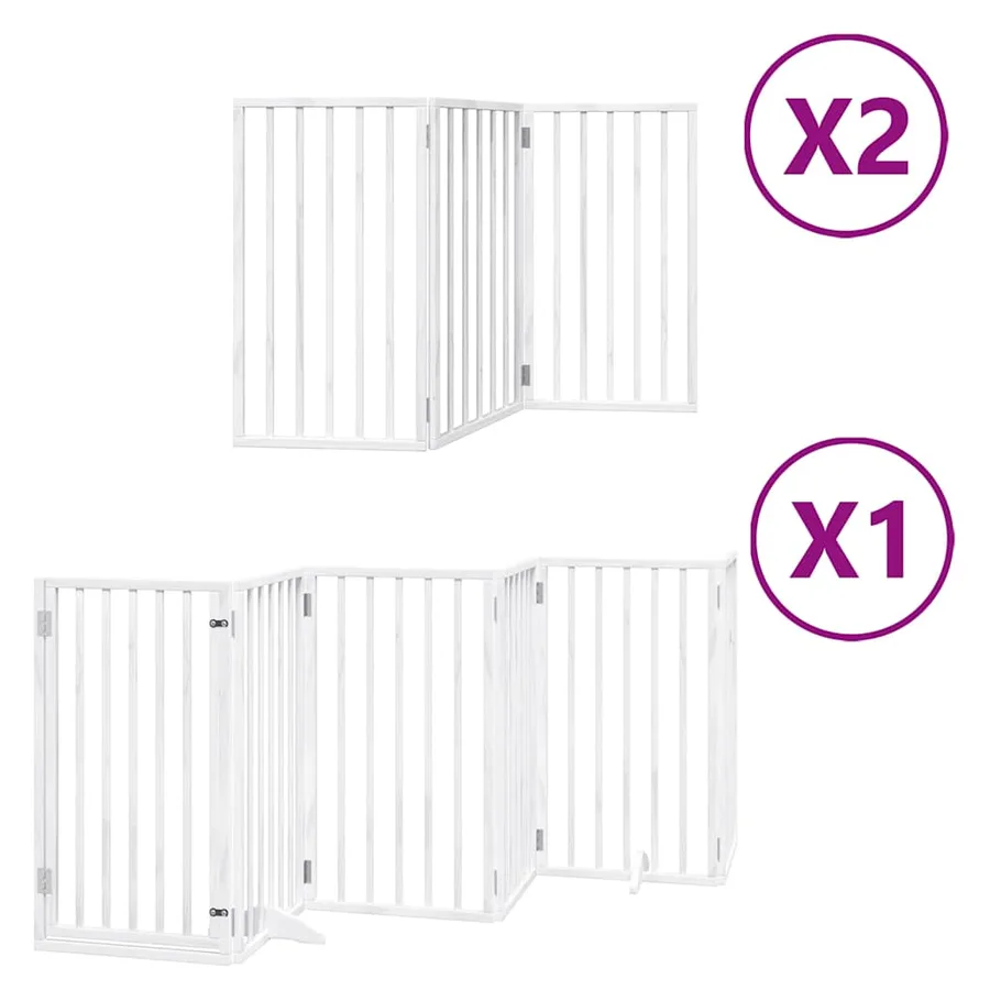 Barrière pour chien porte pliable 12 panneaux bois de peuplier - 2
