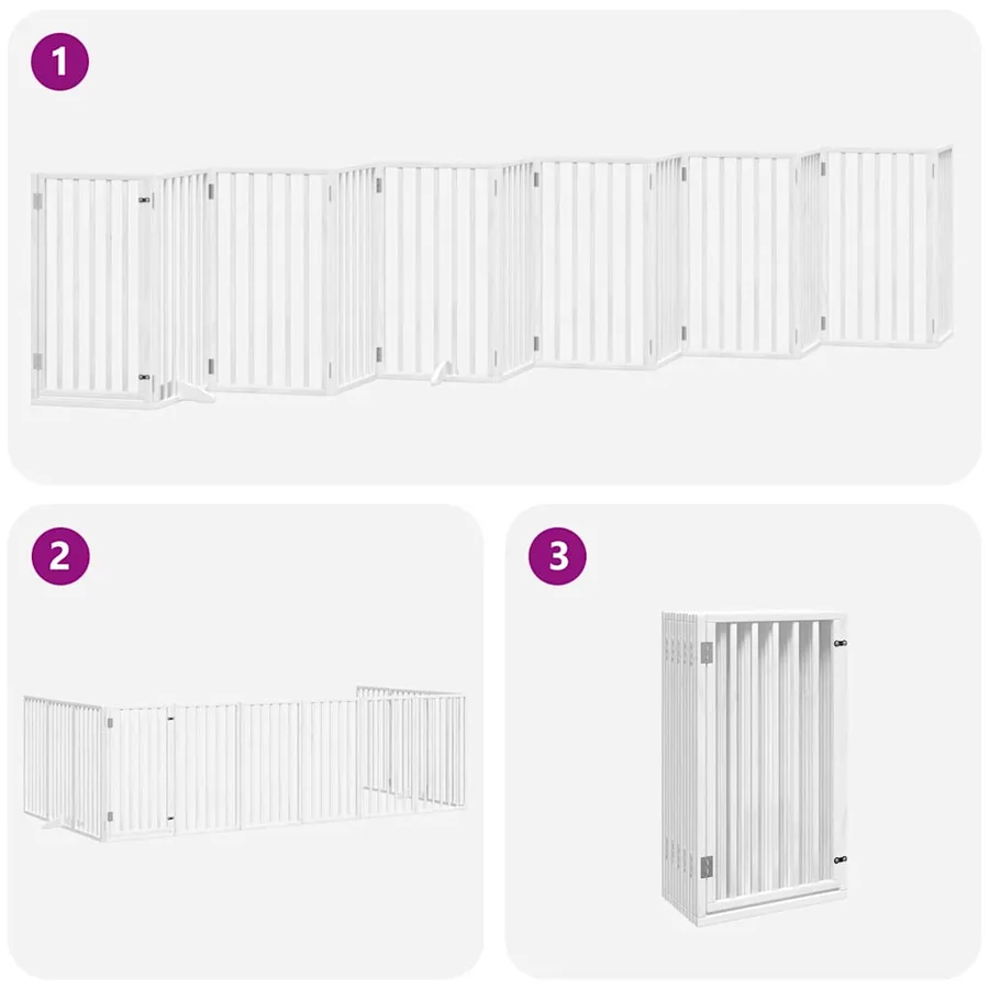 Barrière pour chien porte pliable 12 panneaux bois de peuplier - 6