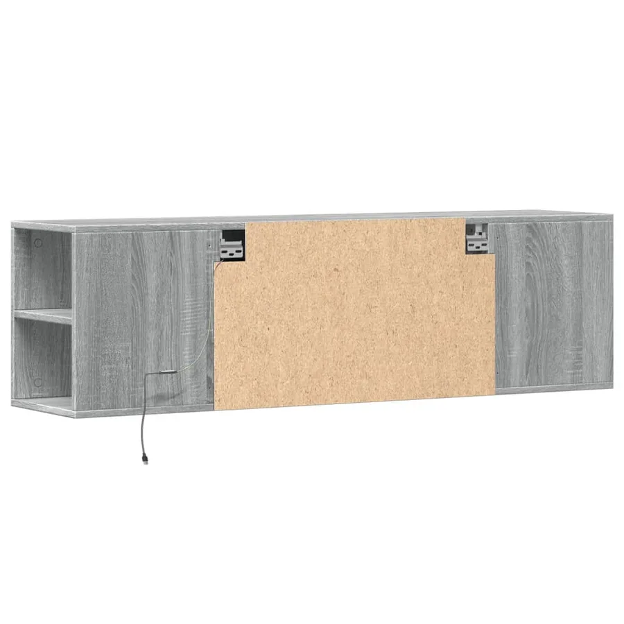 Meuble TV mural avec lumières LED sonoma gris 135x31x39,5 cm - 8
