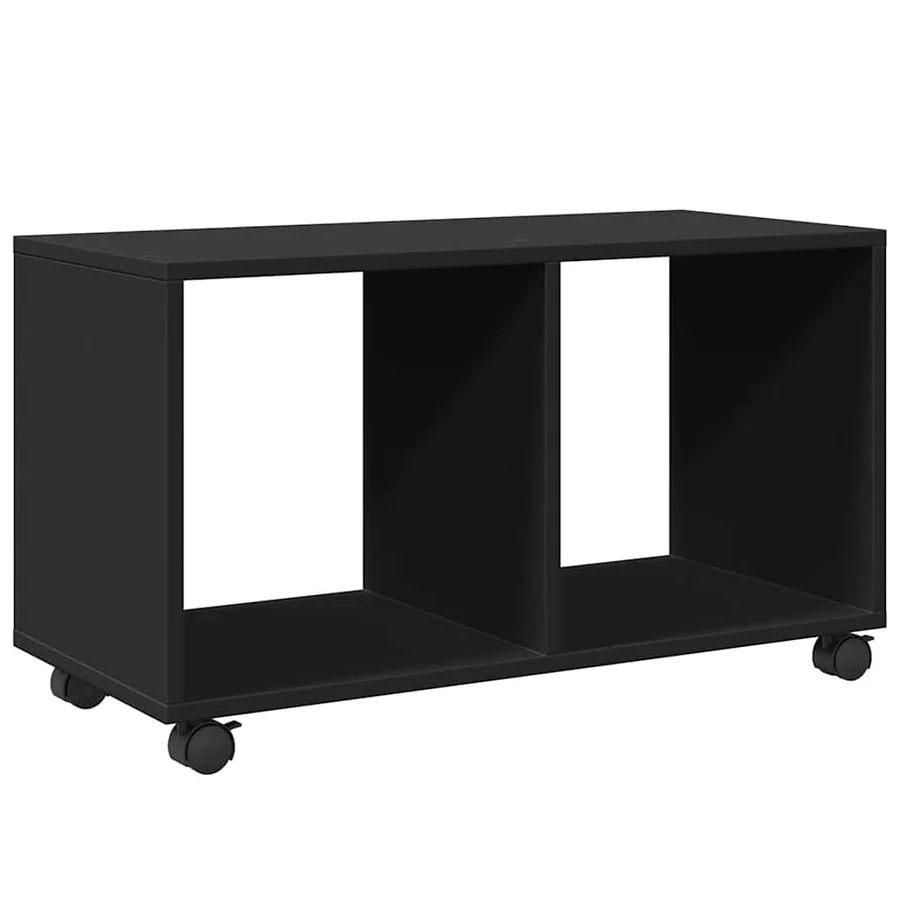 Armoire à roulettes noir 72x33x42,5 cm bois d'ingénierie - 2