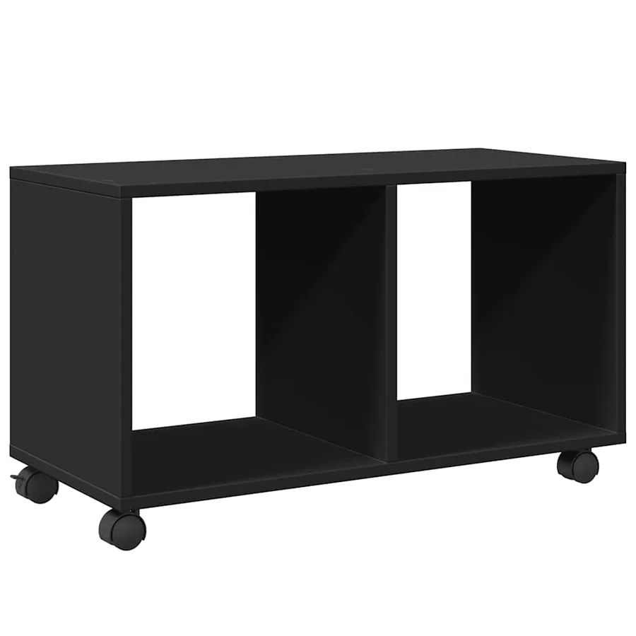 Armoire à roulettes noir 72x33x42,5 cm bois d'ingénierie - 7