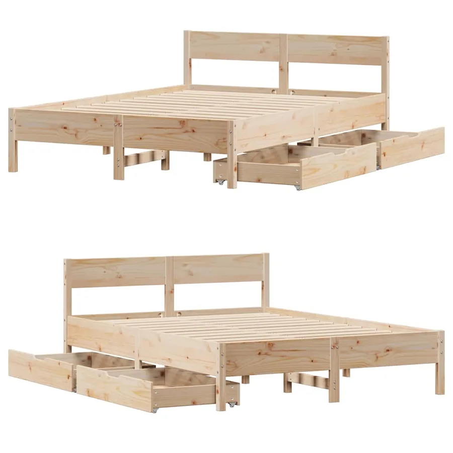 Cadre de lit sans matelas 120x190 cm bois de pin massif - 9